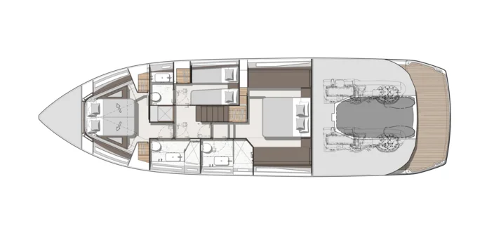 Lower deck with optional third cabin