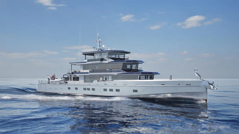 The aluminium JFA Yachts 50m explorer will feature a hybrid propulsion system
