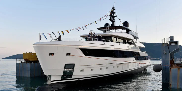 The exterior design of the 50-metre superyacht was created by Zuccon International Project, and the interiors traditionally come from Piero Lissoni