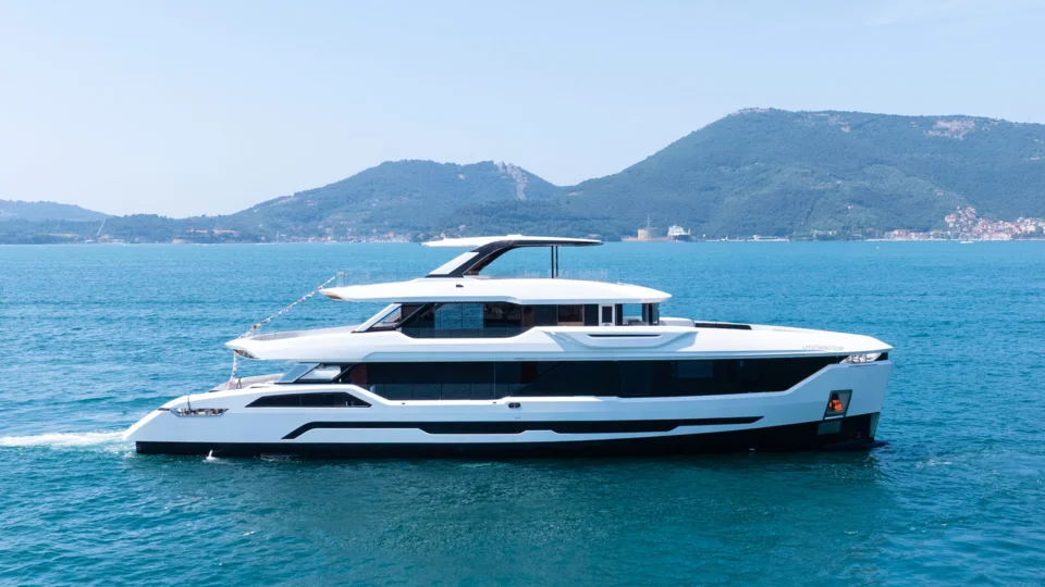 The first Baglietto DOM115 has already hit the water