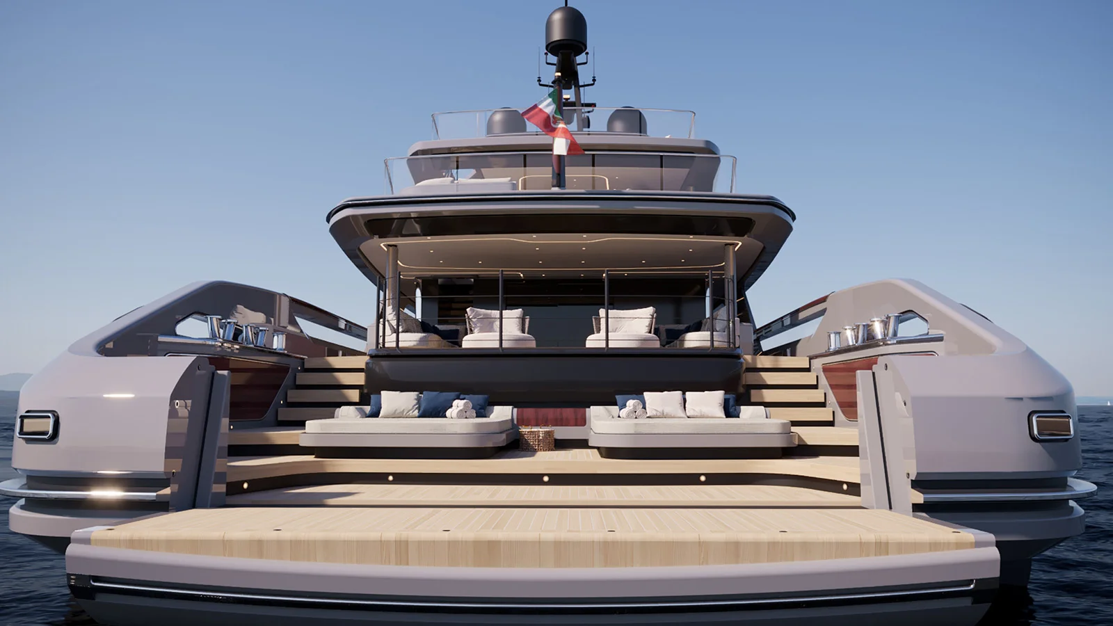 Baglietto T52 features a three-level beach club