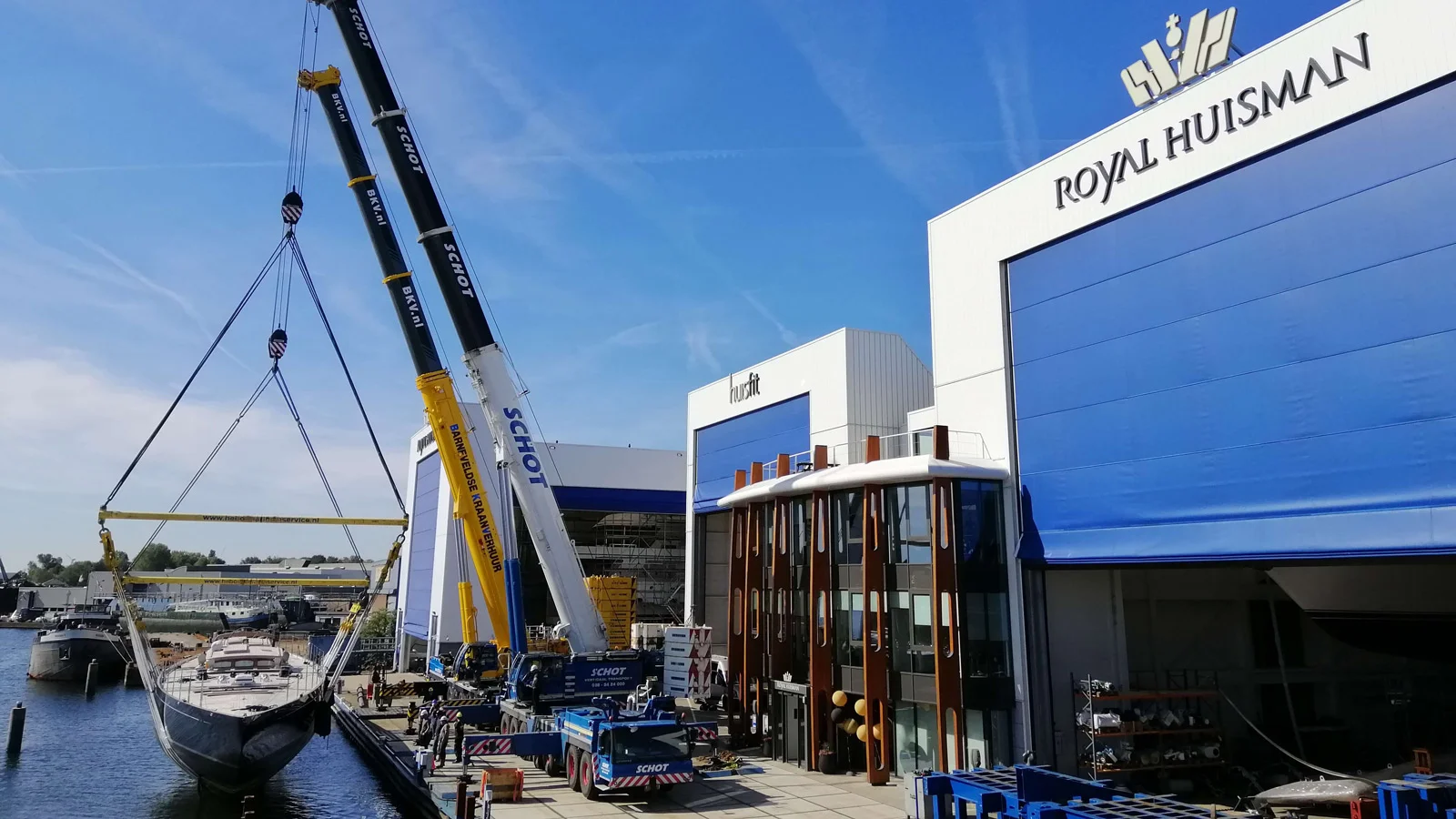 The production site of the Royal Huisman shipyard in Amsterdam