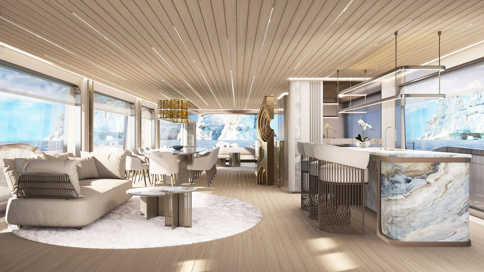 The Maiora 42 Exuma's panoramic main saloon has been moved to the upper deck