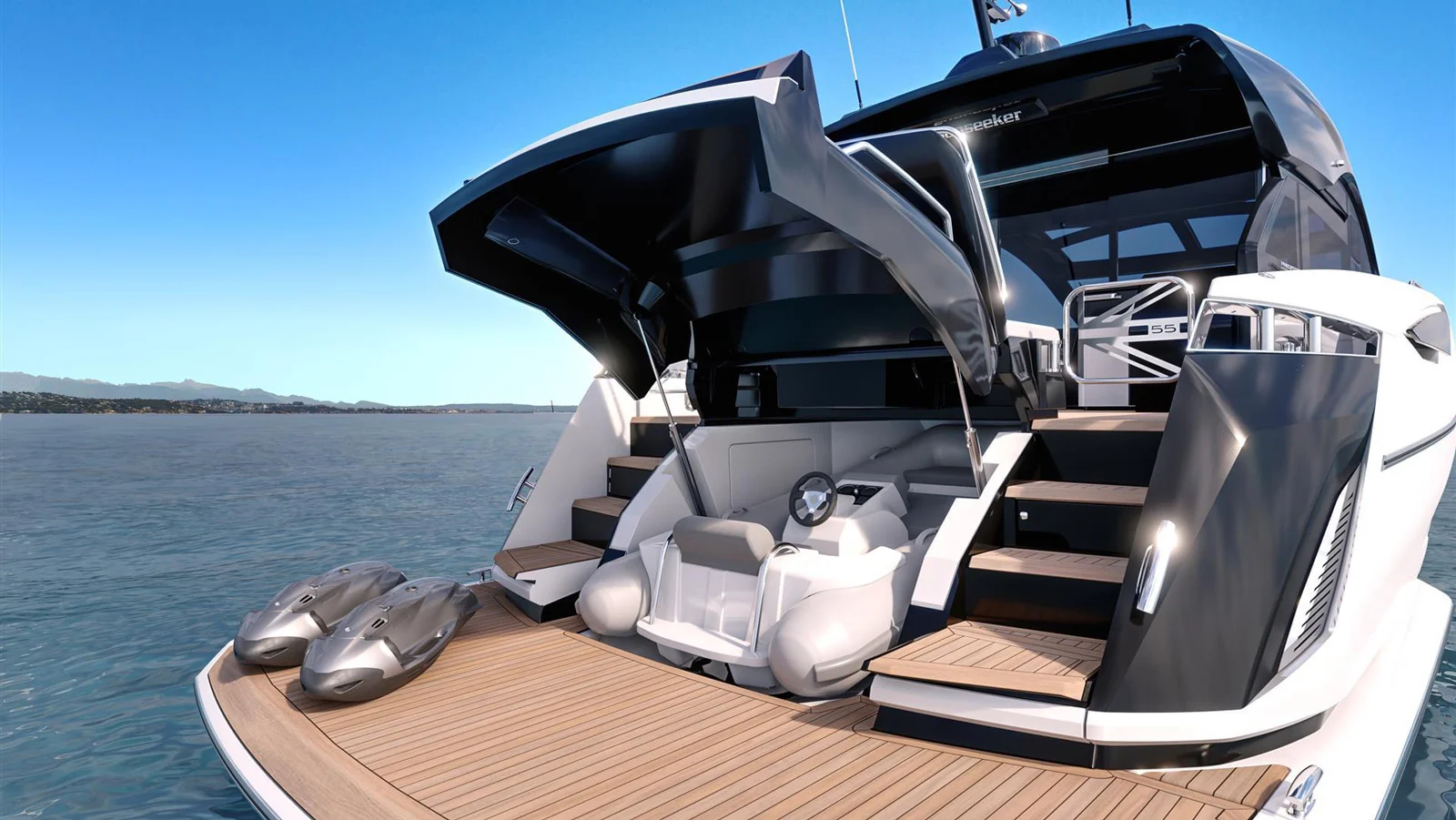 The yacht has a garage for a 3.3-meter tender
