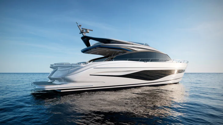 Princess S80 was designed in-house in collaboration with naval architects Olesinski and Italian Pininfarina designers