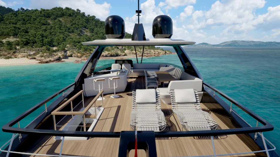 Флайбридж Ferretti Yachts 800 претендует на звание одного из самых просторных в своем классе