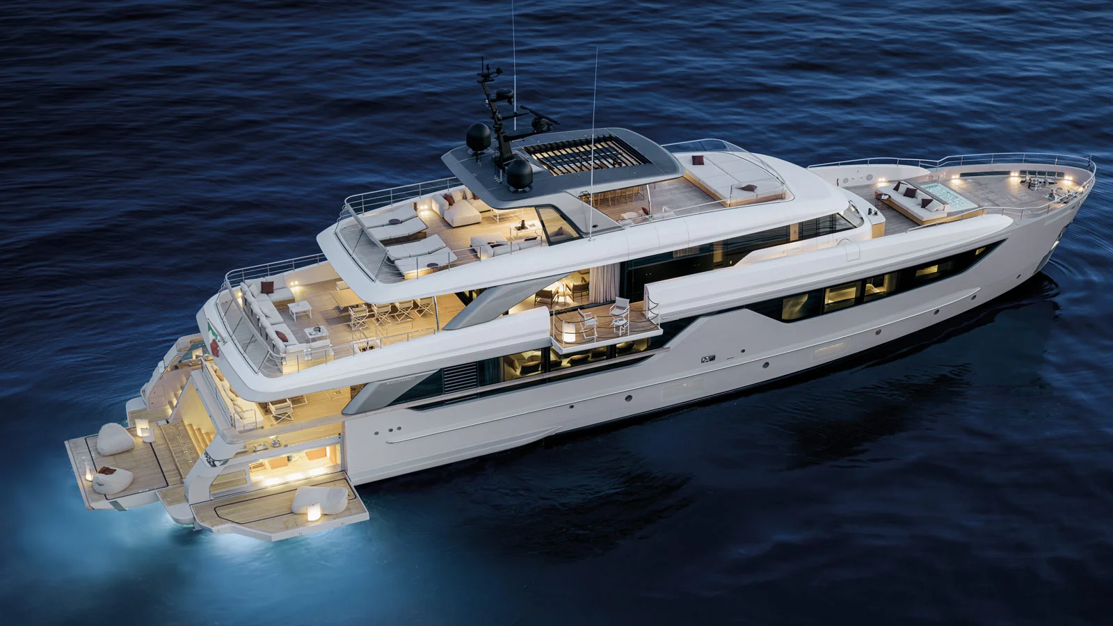 The Sanlorenzo SD132 features generous outdoor and indoor spaces