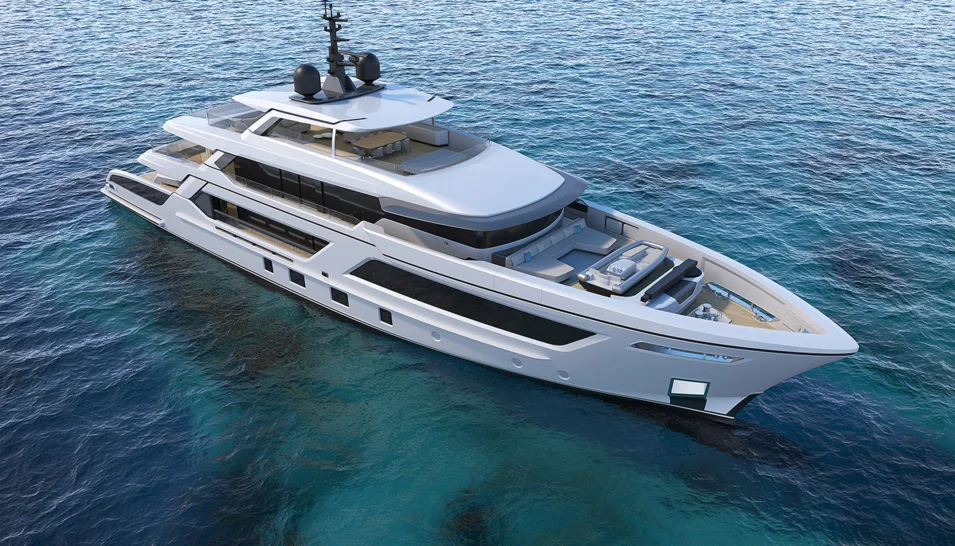 The RJ II superyacht has a steel hull and an aluminium superstructure