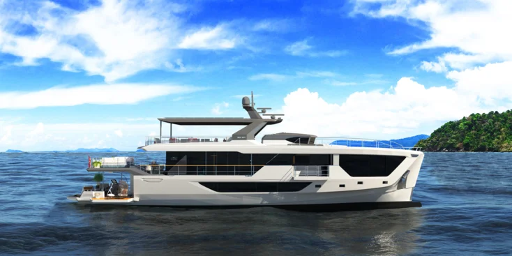 The Numarine 30XP yacht features interior and exterior design by Can Yalman