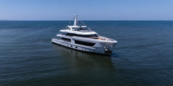 The brutal, but modern and elegant exterior with a high bow reaching the upper deck tells you that the superyacht is ready to face any challenges