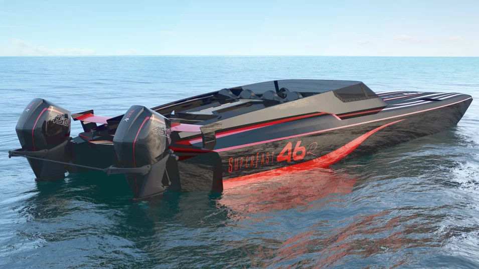 The VisionF Superfast 46 is a high-performance catamaran with a length of 14 m