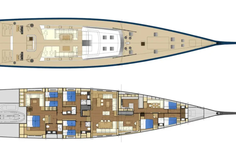 Raised saloon, master aft