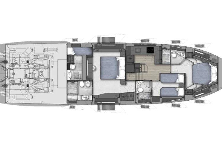 Lower deck: 3-cabin version