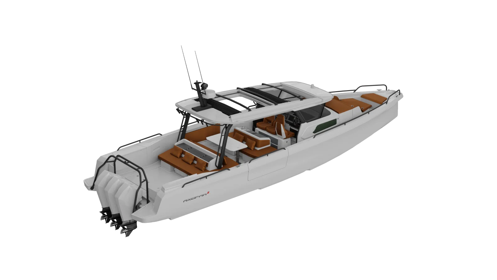 Aft Sofa version with the spacious open aft deck