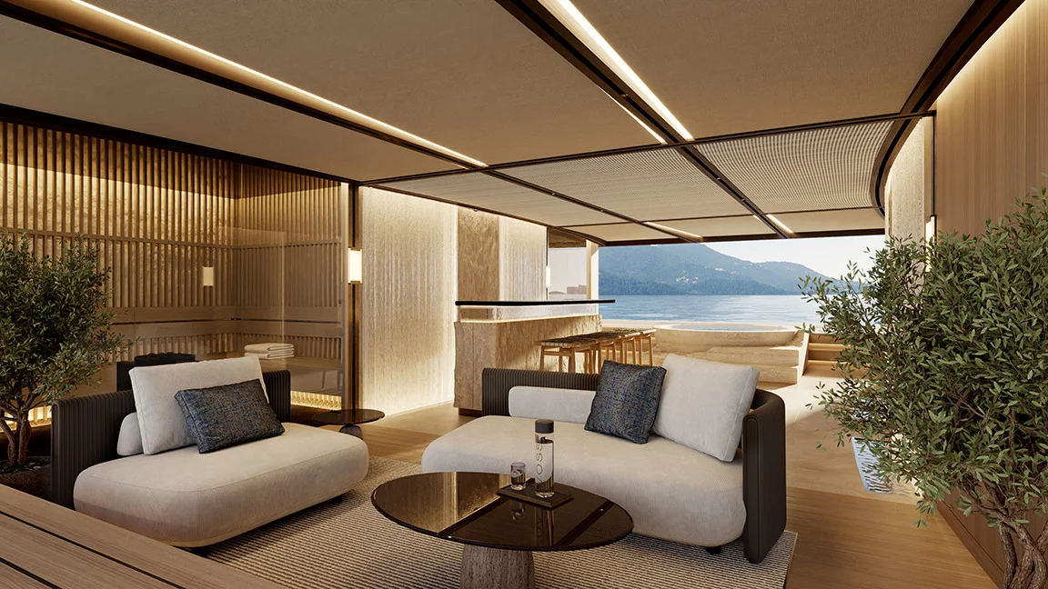 Лаундж в пляжном клубе и оздоровительном центре на Heesen Project Ananda