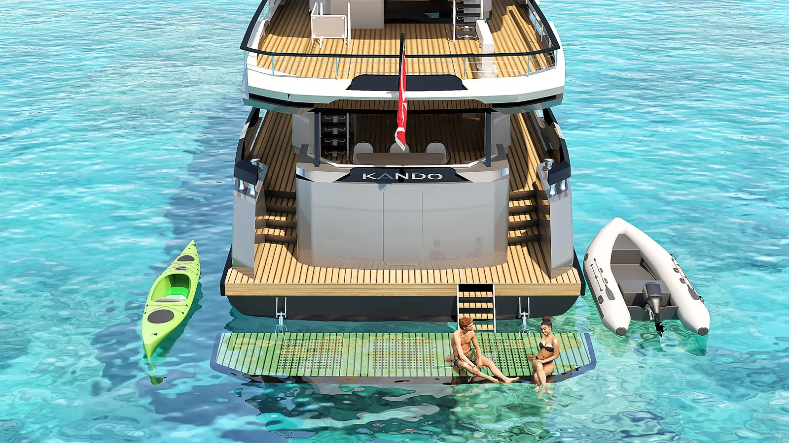 The Kando85 will be equipped with a hydraulic bathing platform