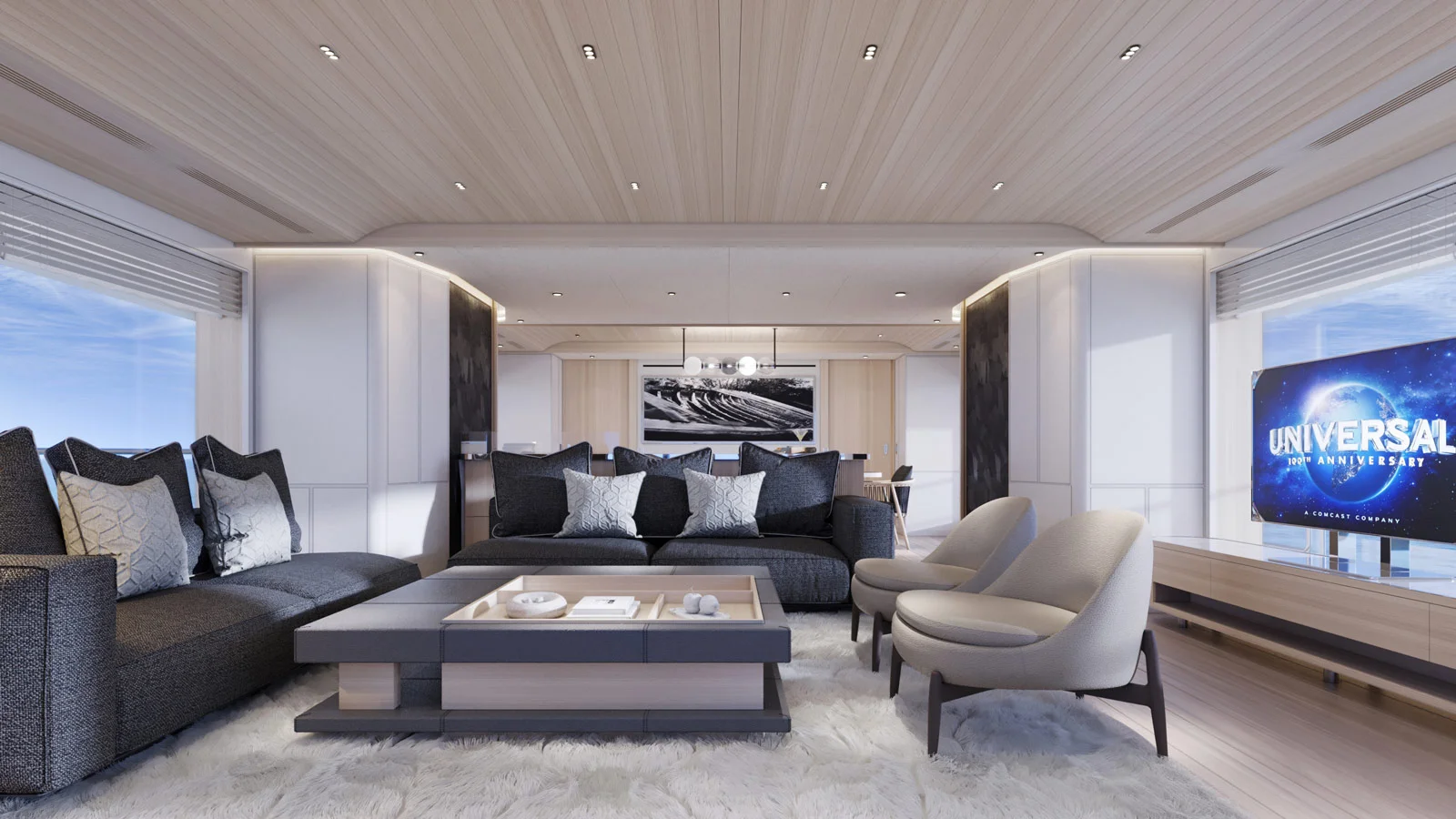 Main saloon on board the Ocean Alexander 40P