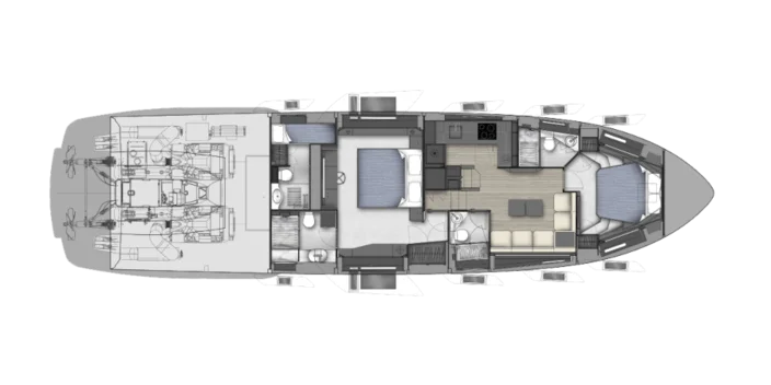 Lower deck: 2-cabin version