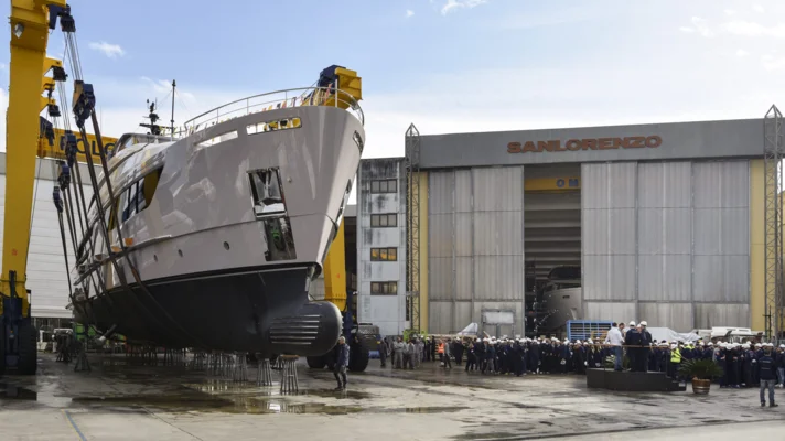 Launch of the yard's largest to date composite superyacht SD132