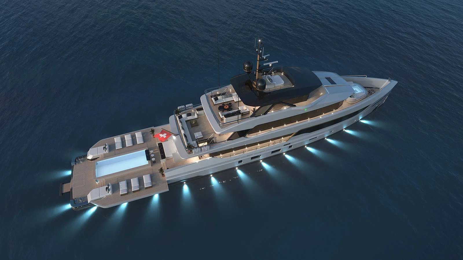 The B165 superyacht features an elongated aft deck