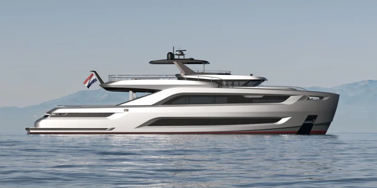 The Holterman X-95 was designed by the Dutch shipyard in collaboration with Bernd Weel Design