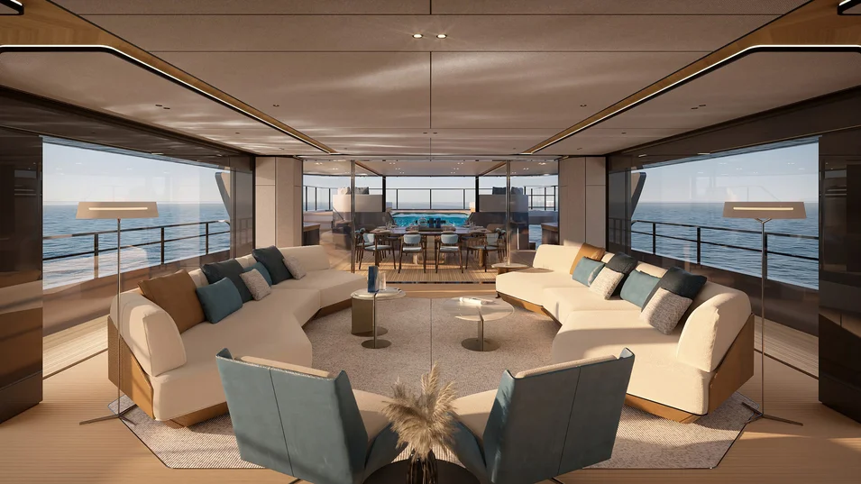 Зона отдыха в основном салоне Azimut Grande 44M
