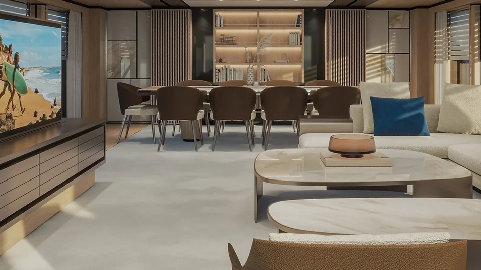 The DOM155's interior will be designed by Leonardo Santi (saloon designed by Stefano Vafiadis in the photo)