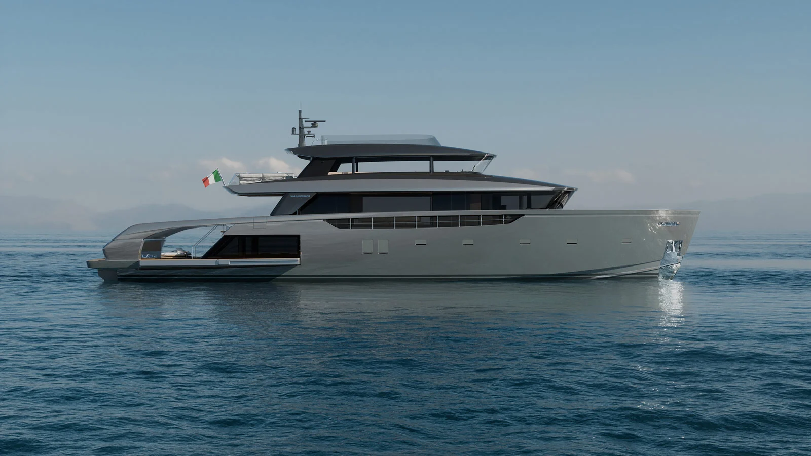 The fold-down side terraces increase the SX120's beach club by 30 sq.m