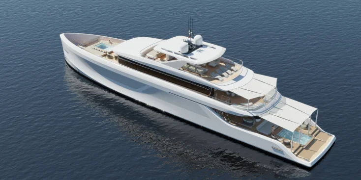 The 50-metre superyacht concept by Cass Yacht Design stands out for minimalist, fluid lines