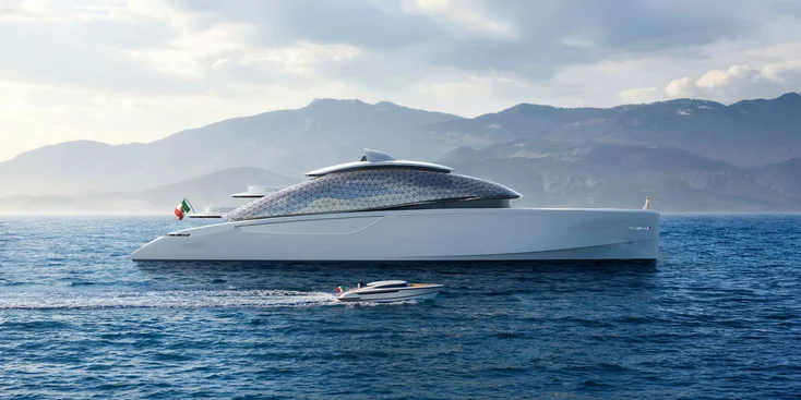 Вместо традиционной надстройки на Benetti Clear Waves предлагается сделать гигантский стеклянный купол