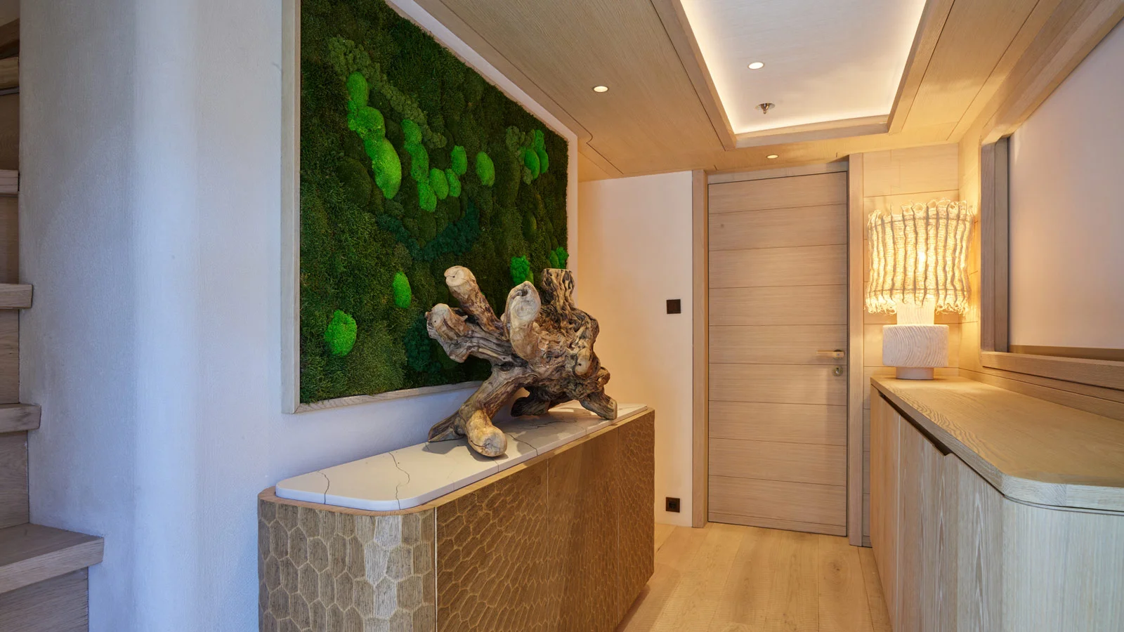 A “living wall” made from preserved moss on board the СdM Nasiba