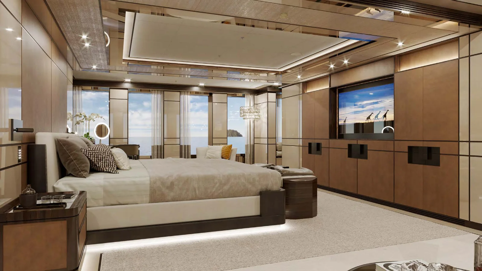 Full-beam owner’s stateroom on the main deck