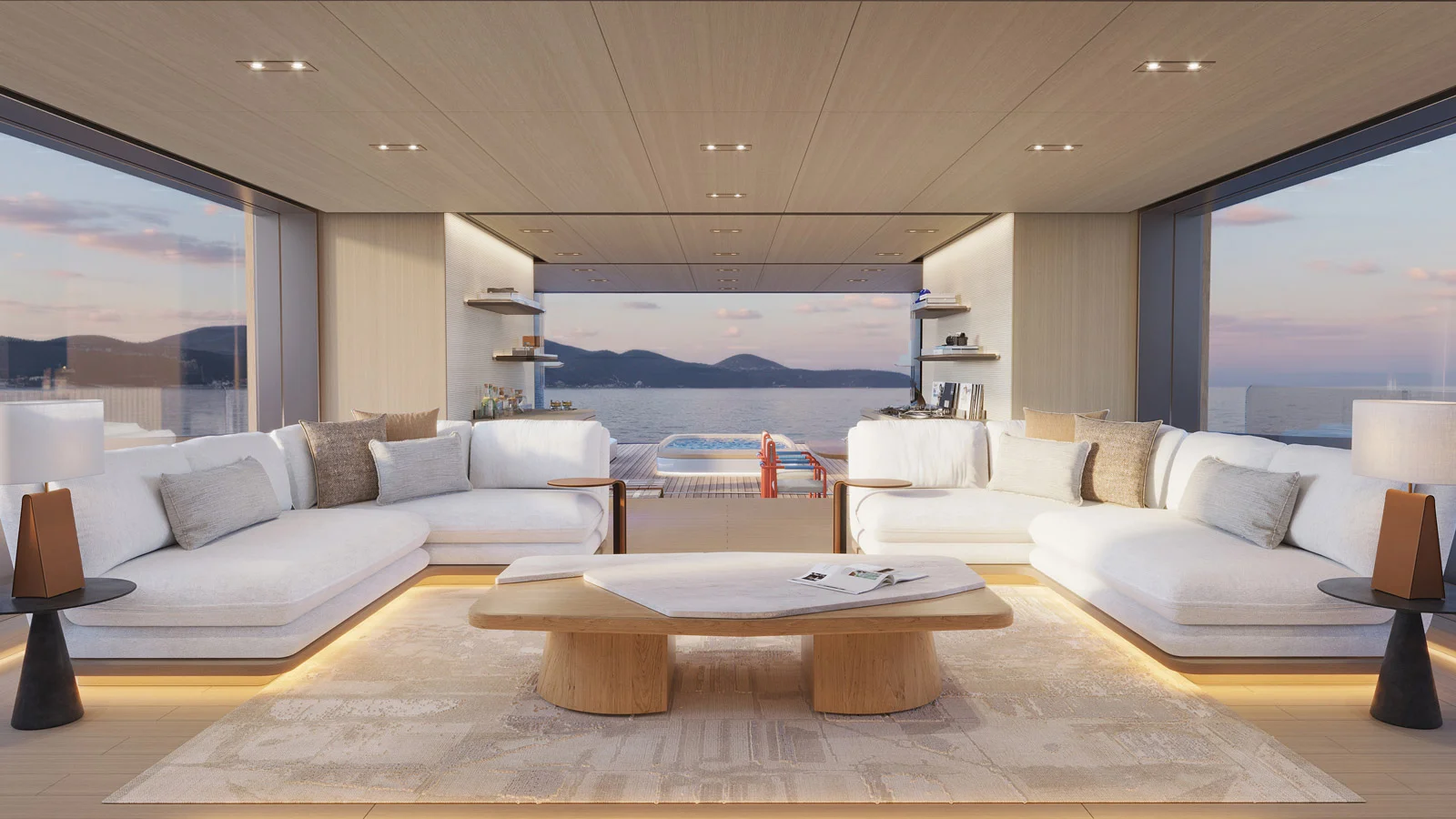 "Морской Атриум" на главной палубе Benetti B.Neos 40M