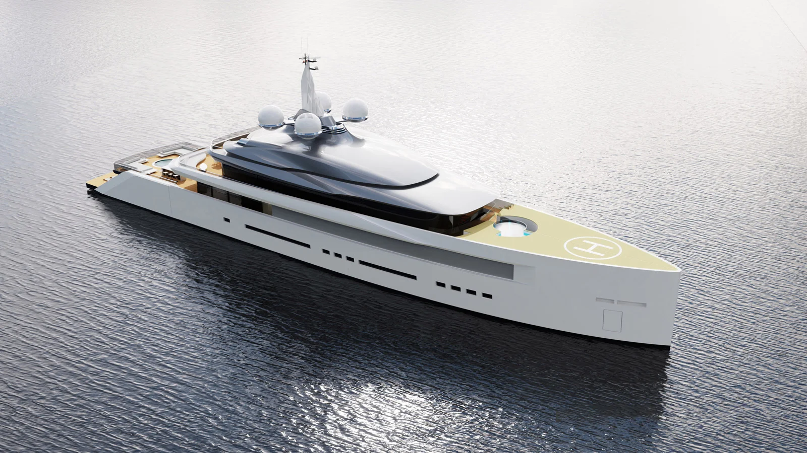 The 70-metre concept by Cass Yacht Design features a high, powerful bow