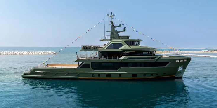 The Nasiba's green colour was chosen to demonstrate the yacht's efficiency and her owner's care for nature