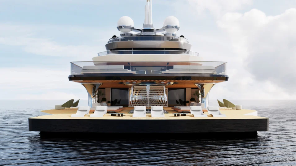 Beach club on board the 70-metre concept by Cass Yacht Design