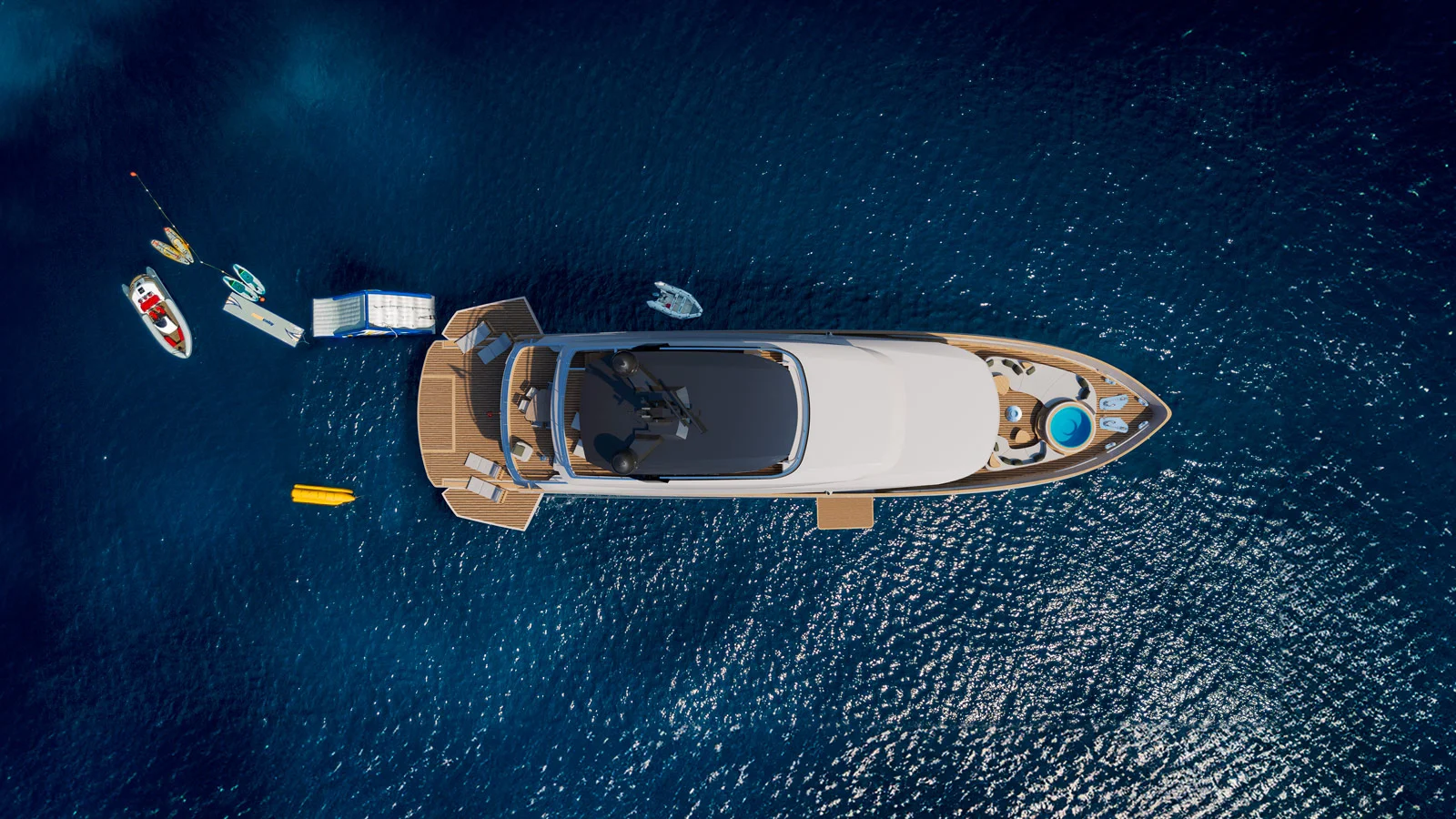 The Sirena 118 offers comfortable spaces for al fresco recreation