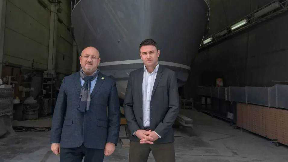 Victor Lider and Vladimir Lider at the shipyard in Ushakovo, Kaliningrad region