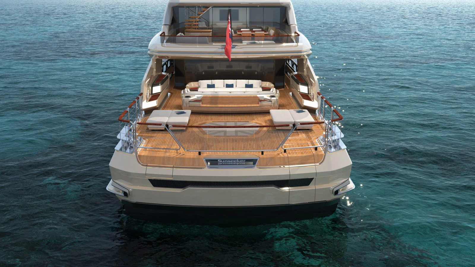 На верхней палубе Sunseeker 40M расположена экстерьерная обеденная зона
