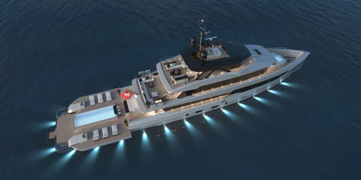 The B165 superyacht features an elongated aft deck