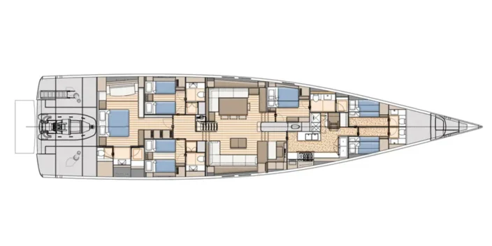 4 cabins with master aft