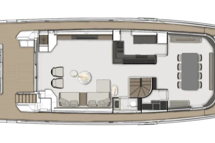 Main deck: version with bow dining area