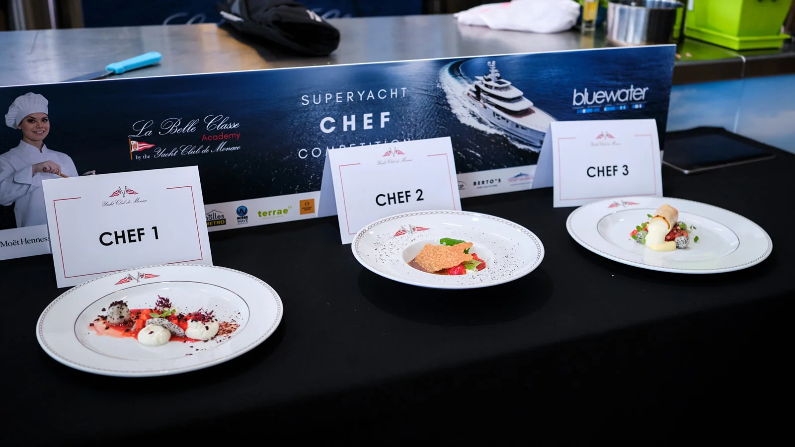 The chefs competed in sets of three