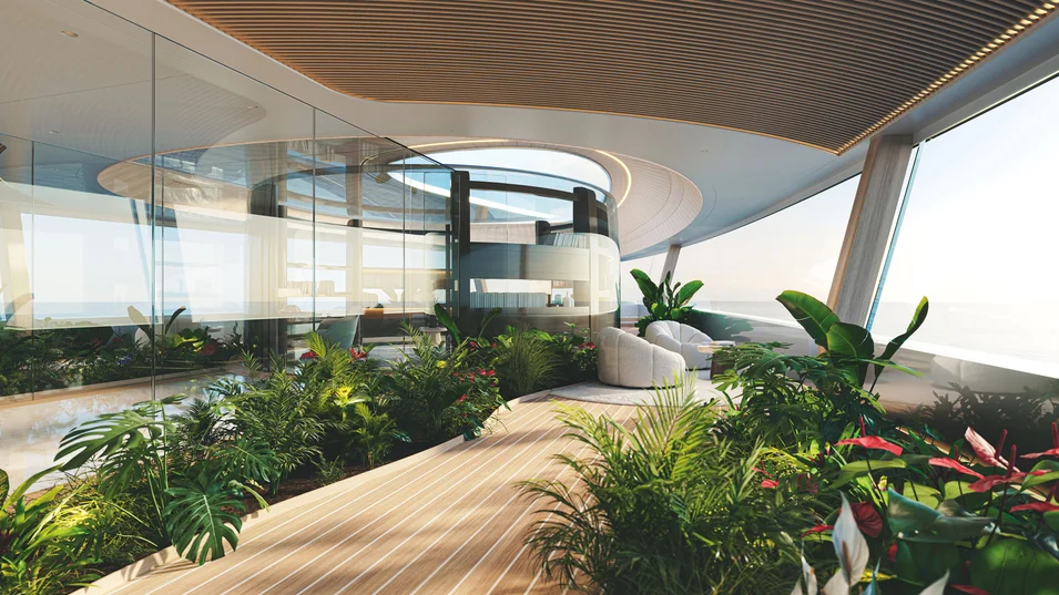 Библиотека и зимний сад на Feadship Hive