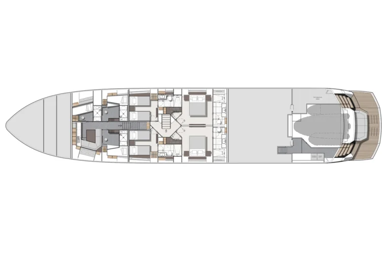 Нижняя палуба Sunseeker 120 Yacht