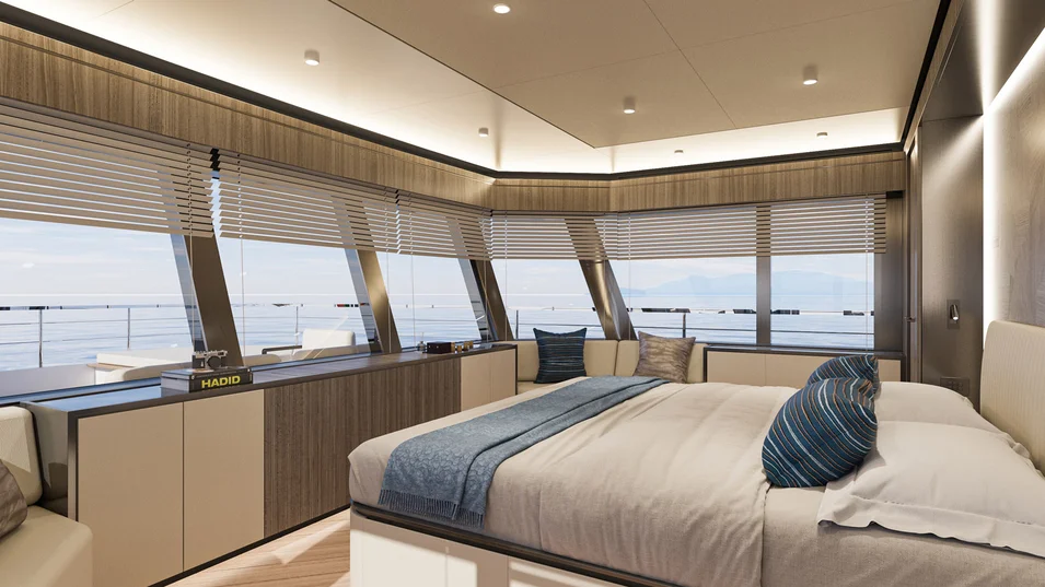Master suite on board the Antonini Navi XPD95