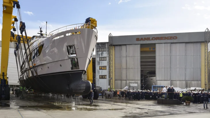 Launch of the yard's largest to date composite superyacht SD132