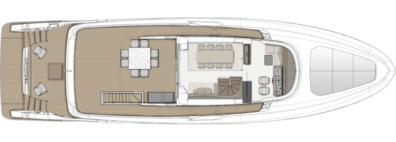 Upper deck with optional dining area