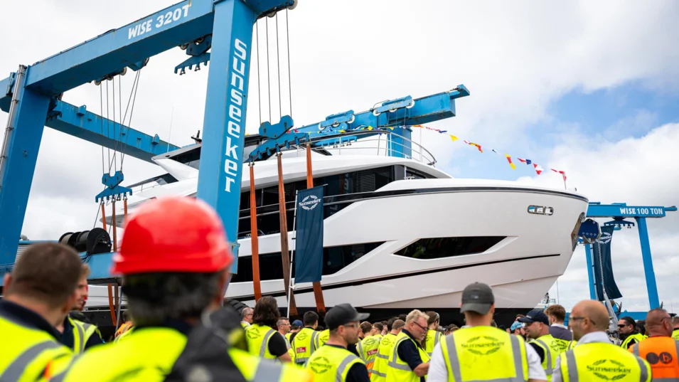 The launch of the first Sunseeker Ocean 156 has taken place at the yard's facility in Poole