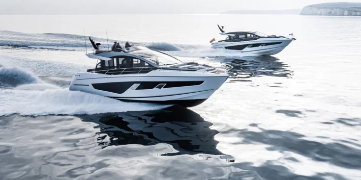 Sunseeker Predator 65 with hardtop and 65 Sport Yacht with sportbridge